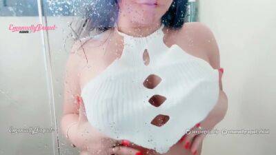 Sexy Latina Teasing In The Shower Big Ass And Big Boobs Against The Glass Wet T-shirt - hotmovs.com - Brazil
